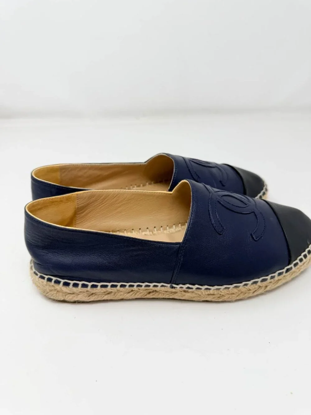 Chanel Leather Espadrilles - Navy & Black